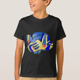 T-shirt Papillon de caricature poisson bleu