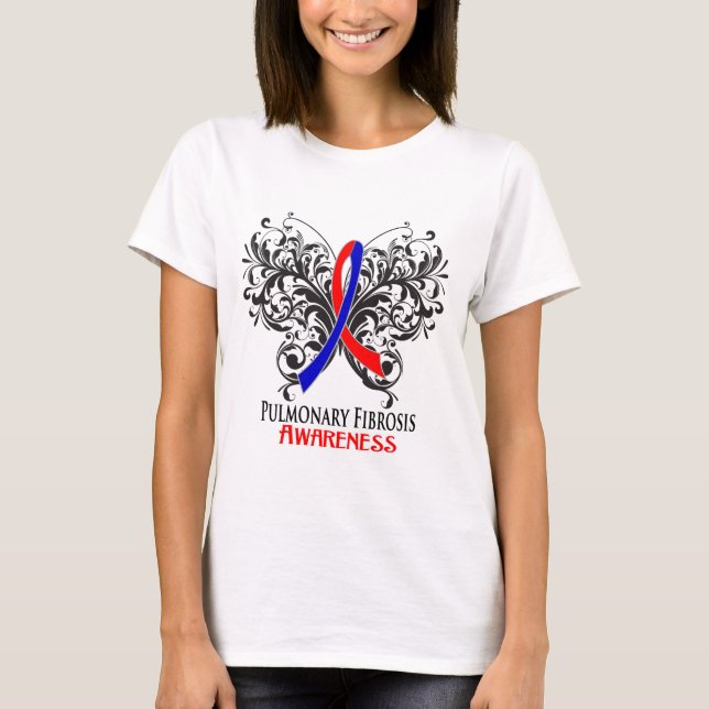 T-shirt Papillon de conscience de fibrose pulmonaire (Devant)