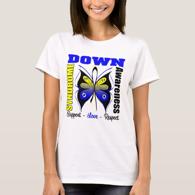 T-shirt Papillon de conscience de syndrome de Down (Devant)