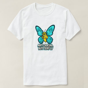T-shirt Papillon de dessin animé antisocial drôle amateur