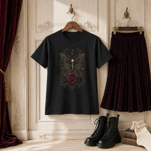 T-shirt Papillon de mort gothique victorien Roses de Bourg