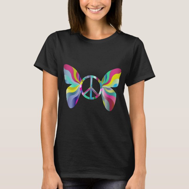 T-shirt papillon de paix psychédélique (Devant)