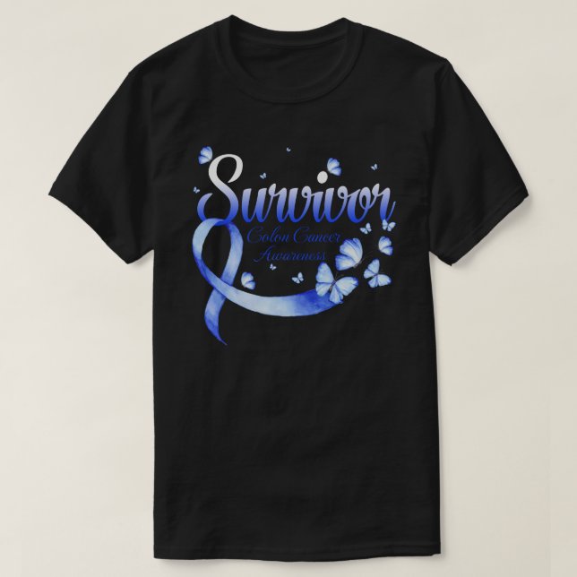 T-shirt Papillon de sensibilisation au cancer du côlon sur (Design devant)