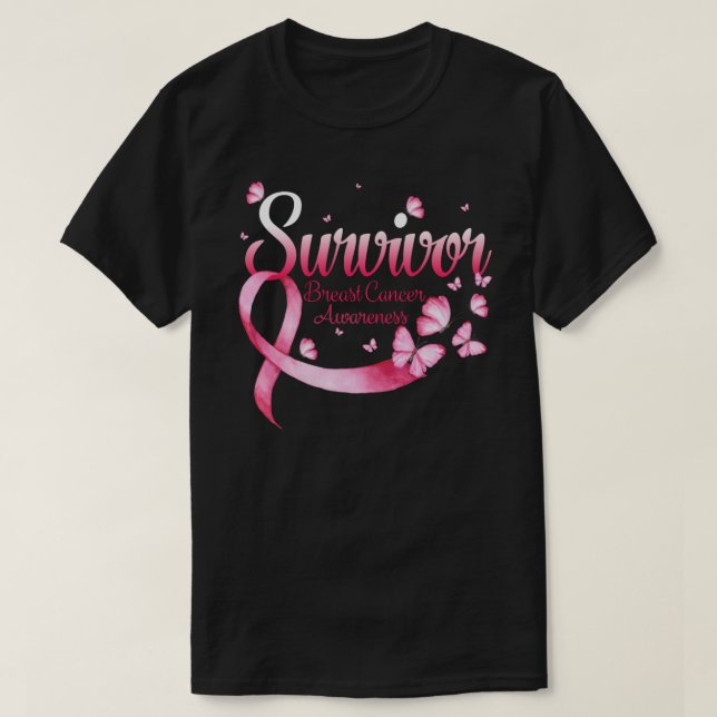 T-shirt Papillon de sensibilisation au cancer du sein du s (Design devant)