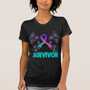 T-shirt Papillon de survivant de cancer de la thyroïde
