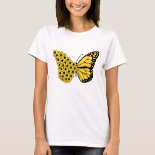 T-shirt papillon de tournesol femmes vintage monarque