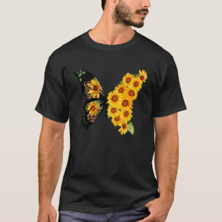 T-shirt Papillon de tournesol Hippie femmes papillon