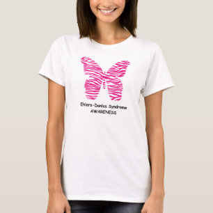 T-shirt Papillon de zèbre de rose de conscience d'EDS