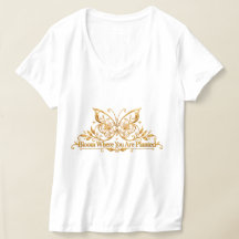 T-shirt papillon doré Fleurissez là où vous êtes p
