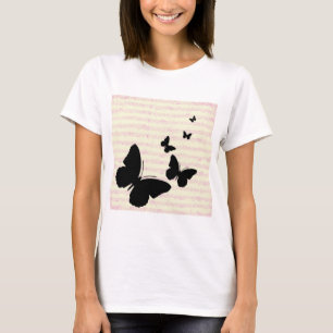 T-shirt Papillon et notes roses