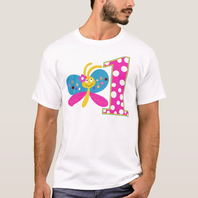 T-shirt Papillon-fille premier anniversaire (Devant)