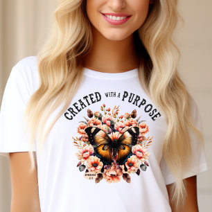 T-shirt Papillon Floral Chrétien Créé Avec Un But
