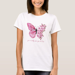 T-shirt Papillon floral rose exactement là où vous devez ê