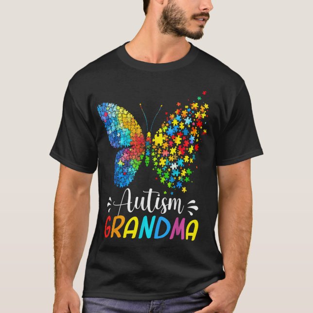 T-shirt Papillon grand-mère sensibilisation sur l'autisme  (Devant)