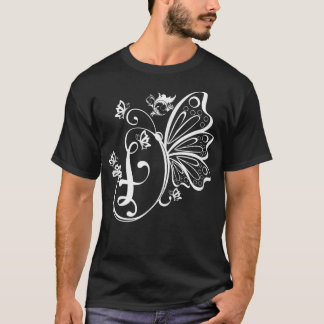 T-shirt Papillon Grunge Fairycore Lettre esthétique F Mono