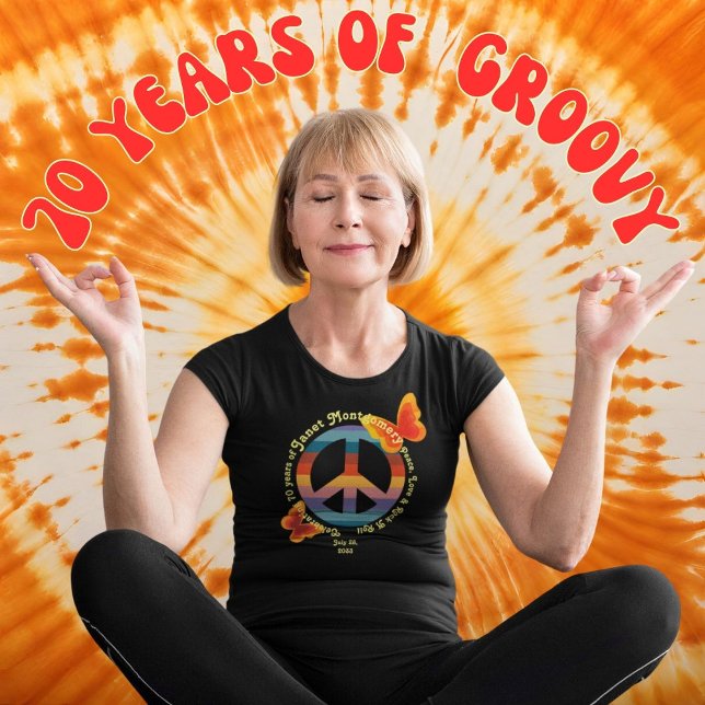 T-shirt Papillon hippie rétro 70e photo Anniversaire (Milestone Baby Boomer Hippie Birthday Guest of Honor T shirt. )