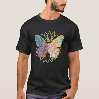 T-shirt Papillon Hippie Tournesol Signe de Paix Tournesol