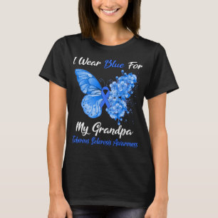 T-shirt Papillon Je Porte Bleu Pour Mon Grand-Père Tuberou