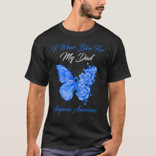 T-shirt Papillon Je Porte Bleu Pour Mon Père Alopecia Laur