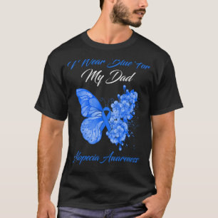 T-shirt Papillon Je Porte Bleu Pour Mon Père Alopecia Laur