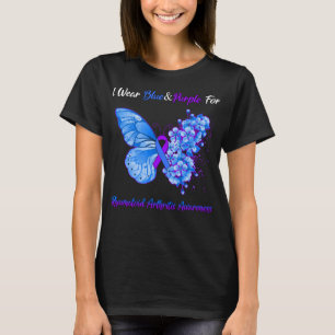 T-shirt Papillon Je Porte Bleu&Purple Pour Rheumatoid Arth