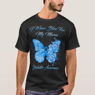 T-shirt Papillon Je Porte Du Bleu Pour Ma Mama Diabète