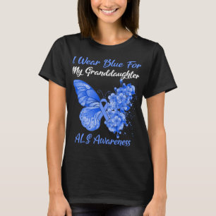 T-shirt Papillon Je Porte Du Bleu Pour Ma Petite-Fille ALS