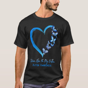 T-shirt Papillon Je Porte Du Bleu Pour Mon Frère Autisme D