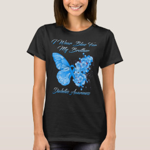 T-shirt Papillon Je Porte Du Bleu Pour Mon Frère Diabète