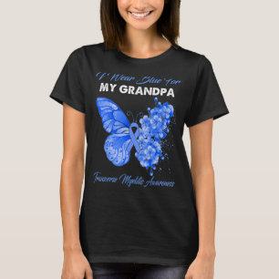 T-shirt Papillon Je Porte Du Bleu Pour Mon Grand-Père Tran