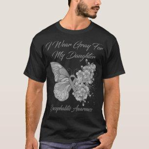 T-shirt Papillon Je Porte Du Gris Pour L'Encéphalite De Ma