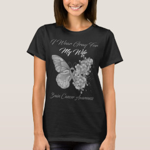 T-shirt Papillon Je Porte Du Gris Pour Ma Femme Cancer Du