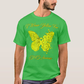 T-shirt Papillon Je Porte Jaune Pour La Sensibilisation Au