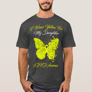 T-shirt Papillon Je Porte Jaune Pour Ma Fille TDAH Aware