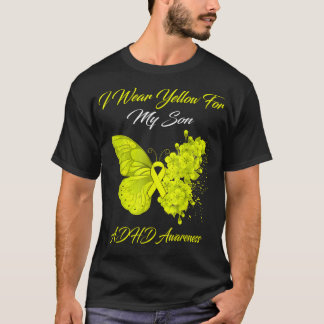 T-shirt Papillon Je Porte Jaune Pour Mon Fils TDAH Sensibi