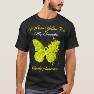 T-shirt Papillon Je Porte Jaune Pour Mon Grand-Père Obésit