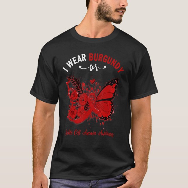 T-shirt Papillon Je Porte La Bourgogne Pour L'Anémie Cellu (Devant)