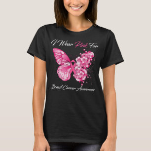 T-shirt Papillon Je Porte Le Rose Pour La Sensibilisation 