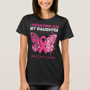 T-shirt Papillon Je Porte Le Rose Pour Mon Sein Fille