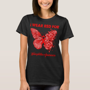 T-shirt Papillon Je Porte Le Rouge Pour La Sensibilisation