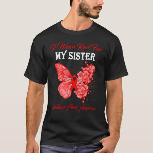 T-shirt Papillon Je Porte Le Rouge Pour Ma Soeur Abus De S
