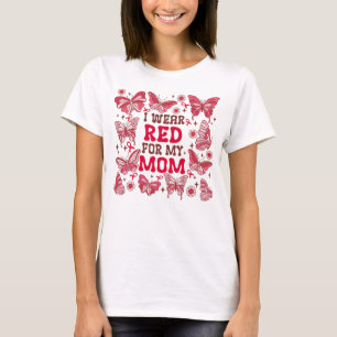 T-shirt papillon Je porte le rouge pour maman le cancer du