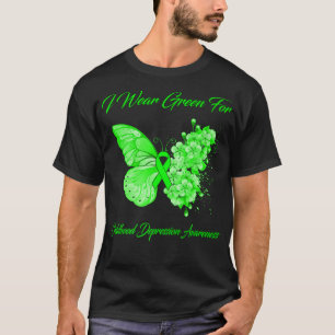 T-shirt Papillon Je Porte Le Vert Pour La Dépression De L'