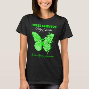 T-shirt Papillon Je Porte Le Vert Pour Ma Blessure Cousin 