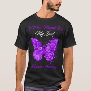T-shirt Papillon Je porte le violet pour mon père Alzheime