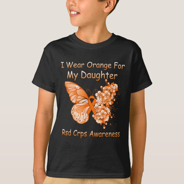 T-shirt Papillon Je Porte Orange Pour Ma Fille Rsd Crps A (Devant)