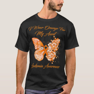 T-shirt Papillon Je Porte Orange Pour Ma Tante Leucémie Aw