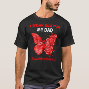 T-shirt Papillon Je Porte Rouge Pour Mon Papa Hemophilia