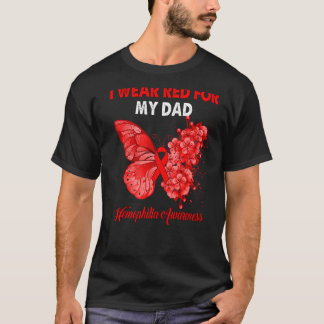 T-shirt Papillon Je Porte Rouge Pour Mon Papa Hemophilia