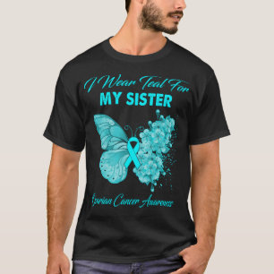 T-shirt Papillon Je Porte Turquoise Pour Ma Soeur Cancer O